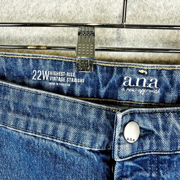 NEW ANA A New Approach Womans 22W Straight Jeans Blue Highest-Rise Vintage NWT - Picture 5 of 9